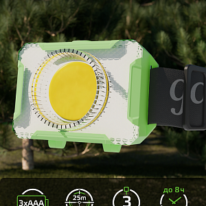 Фонарь налобный Gauss модель GFL305 3W 150lm 3xAAA LED 1/12/60