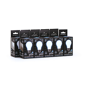 Лампа Gauss Filament А60 10W 860lm 4100К Е27 milky LED 1/10/40