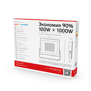 Прожектор светодиодный Gauss Elementary 100W 8500lm IP65 6500К ПРОМО G3 черный LED 1/4