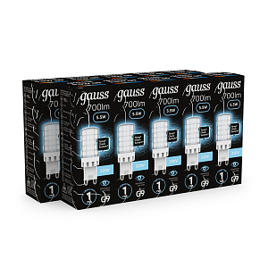 Лампа Gauss G9 AC185-265V 5,5W 700lm 4100K керамика LED 1/10/200