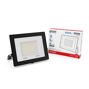 Прожектор светодиодный Gauss Elementary 100W 8500lm IP65 6500К ПРОМО G3 черный LED 1/4
