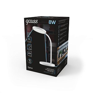 Светильник настольный Gauss Qplus модель GTL503 8W 500lm 4000K 170-265V белый диммируемый USB LED 1/12