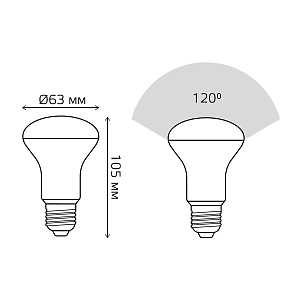 Лампа Gauss R63 9W 660lm 3000K E27 LED 1/10/50