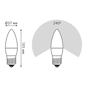 Лампа Gauss Elementary Свеча 8W 540lm 4100K Е27 LED 1/10/100