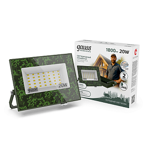 Прожектор светодиодный Gauss Elementary 20W 1800lm IP65 6500К ХАКИ 1/60