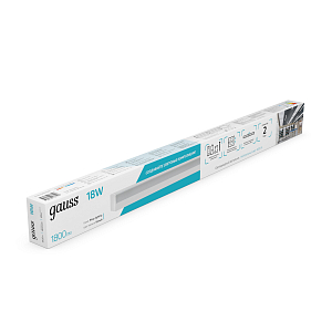 Св-к светодиодный матовый Gauss IP40 590x60x36мм 18W 1800Лм 4000K Shop Lighting белый 1/20