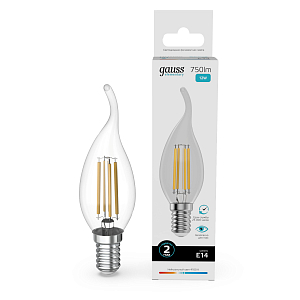 Лампа Gauss Filament Elementary Свеча на ветру 12W 750lm 4100К Е14 LED 1/10/100