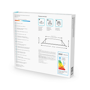Светильник Gauss Elementary Downlight квадрат 10W 780lm 4000K 170-260V IP20 120*26 белый LED 1/100
