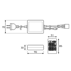 Контроллер RGB Gauss Basic для ленты LED 220V 300W IP44 1/50