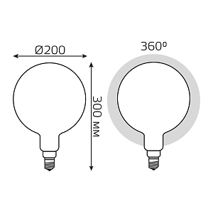 Лампа Gauss Filament G200 14W 1170lm 4100К Е27 milky диммируемая LED 1/4