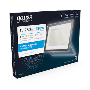 Прожектор Gauss Qplus 150W 15750lm 6500K 175-265V IP65 графитовый LED 1/4