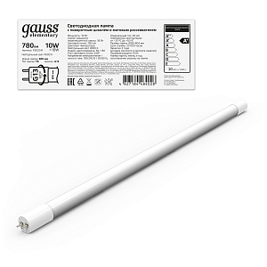 Лампа Gauss Elementary T8 10W 780lm 4000K G13 600mm стекло поворотная LED 1/30