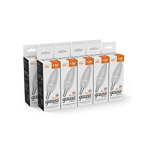 Лампа Gauss Basic Свеча 5.5W 410lm 3000K E14 LED 1/10/100