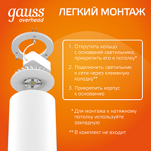 LED светильник накладной HD031 12W (белый/белый) 3000K 79x200мм, 1/10