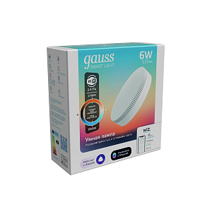 Лампа Gauss Smart Light 6W 530lm 2700-6500К GX53 изм.цвет.темп.+диммирование LED 1/10/100