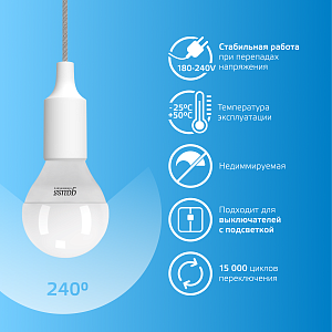 Лампа Gauss Elementary Шар 12W 950lm 6500K Е14 LED 1/10/100