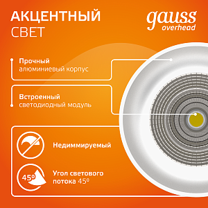 LED светильник накладной HD030 12W (белый/белый) 3000K 79x100мм, 1/10