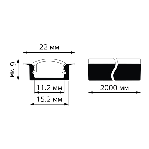 Профиль для ленты LED Gauss врезной гл 6mm - 2m 1/80