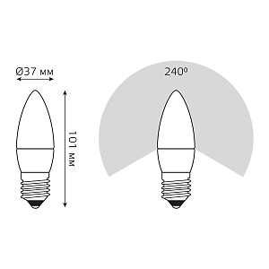 Лампа Gauss Elementary Свеча 10W 750lm 4100K E27 LED 1/10/100