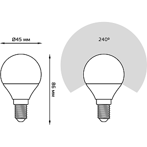 Лампа Gauss Шар 7W 590lm 6500К E14 диммируемая LED 1/10/100