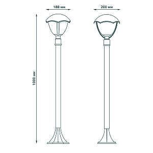 Светильник садово-парковый Gauss Aura столб 1*E27, Max.60W, 200*200*1000мм, 170-240V / 50Hz, IP 54 (1/6)