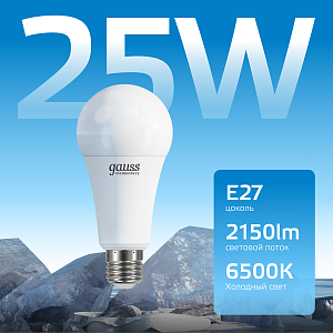Лампа Gauss Elementary A70 25W 2150lm 6500K E27 LED 1/10/50