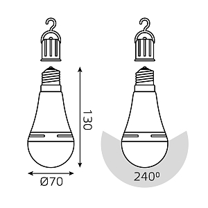 Лампа Gauss A60 8W 490lm 4100K E27 с Li-Ion аккумулятором LED 1/25