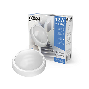 Св-к светодиодный Gauss IP65 D175*76 12W 1000lm 6500K 160-260V Qplus круглый 1/30