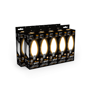 Лампа Gauss Filament Свеча 9W 590lm 3000К Е14 milky LED 1/10/50