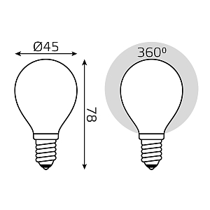 Лампа Gauss Filament Шар 9W 610lm 4100К Е14 milky диммируемая LED 1/10/50