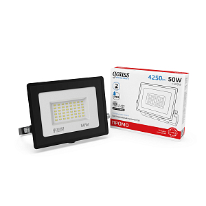 Прожектор светодиодный Gauss Elementary 50W 4250lm IP65 6500К ПРОМО G3  черный LED 1/10