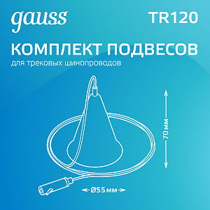 Комплект подвесов для трековых шинопроводов Gauss, 1шт, цвет белый 1/50