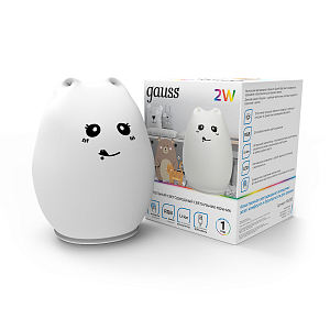 Настольный светодиодный детский ночник Gauss NN303 2W RGB,  Li-ion, USB кабель , кошка 1/10/40