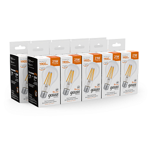 Лампа Gauss Basic Filament А70 21W 1900lm 2700К Е27 LED 1/10/40