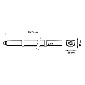 Св-к LED Gauss IP65 1635*39*31,5мм 36Вт 3600lm 6500К ULTRACOMPACT линейный матовый с БАП 90 мин 1/20