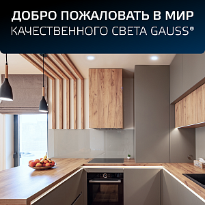 Светильник Gauss Elementary Downlight квадрат 20W 1700lm 4000K 170-260V IP20 170*26 белый LED 1/60