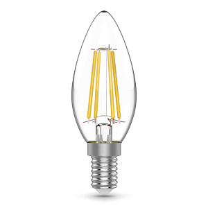 Лампа Gauss Basic Filament Свеча 4W 480lm 3000K E14 LED 1/10/50
