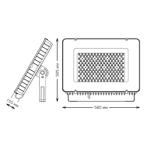 Прожектор Gauss Qplus 400W 48000lm 6500K 100-240V IP65 графитовый линзованный 60° LED 1/1