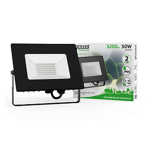 Прожектор Gauss Elementary 50W 3200lm зеленого свечения 175-265V IP65 черный LED 1/10