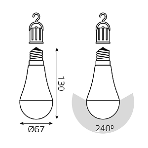 Лампа Gauss A60 10W 640lm 3000K E27 с Li-Ion аккумулятором LED 1/10/60