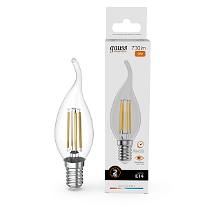 Лампа Gauss Filament Elementary Свеча на ветру 12W 730lm 2700К Е14 LED 1/10/100