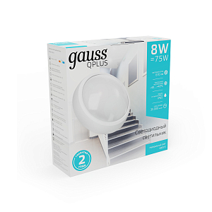 Св-к светодиодный Gauss IP65 D175*76 8W 670lm 4000K 160-260V Qplus круглый 1/30