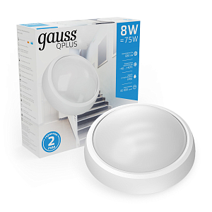 Св-к светодиодный Gauss IP65 D175*76 8W 680lm 6500K 160-260V Qplus круглый 1/30