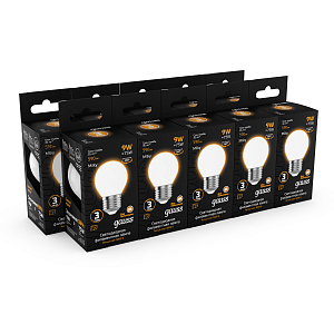 Лампа Gauss Filament Шар 9W 590lm 3000К Е27 milky LED 1/10/50