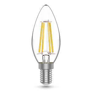 Лампа Gauss Basic Filament Свеча 5W 600lm 4000K E14 LED 1/10/50