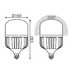 Лампа Gauss Basic T160 AC180-240V 90W 8600lm 6500K E40 LED 1/6