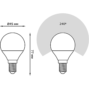 Лампа Gauss Шар 9.5W 950lm 6500K E14 LED 1/10/100