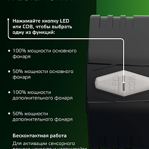 Фонарь налобный Gauss модель GFL406 5W 180lm Li-ion 500mAh LED 1/12/72
