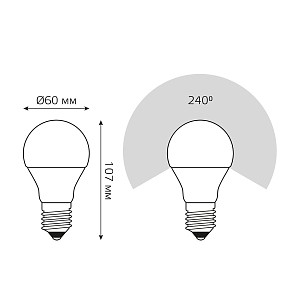 Лампа Gauss Elementary A60 10W 950lm 6500K Е27 LED 1/10/50