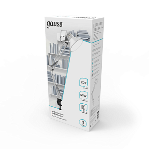 Светильник настольный Gauss модель GTL001 60W 220-240V E27 белый струбцина 1/16